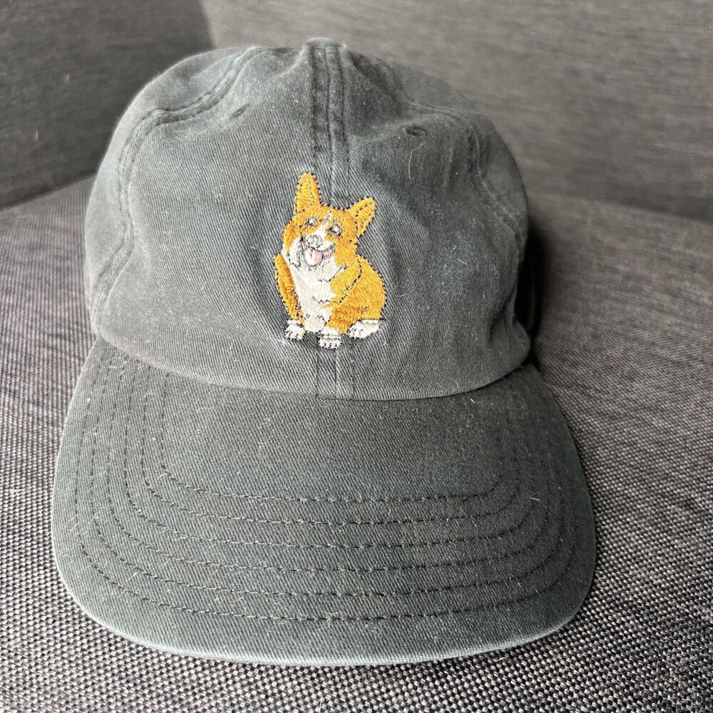 Corgi "Hardcorg" Baseball Cap Hat Black Embroidered 100% Cotton